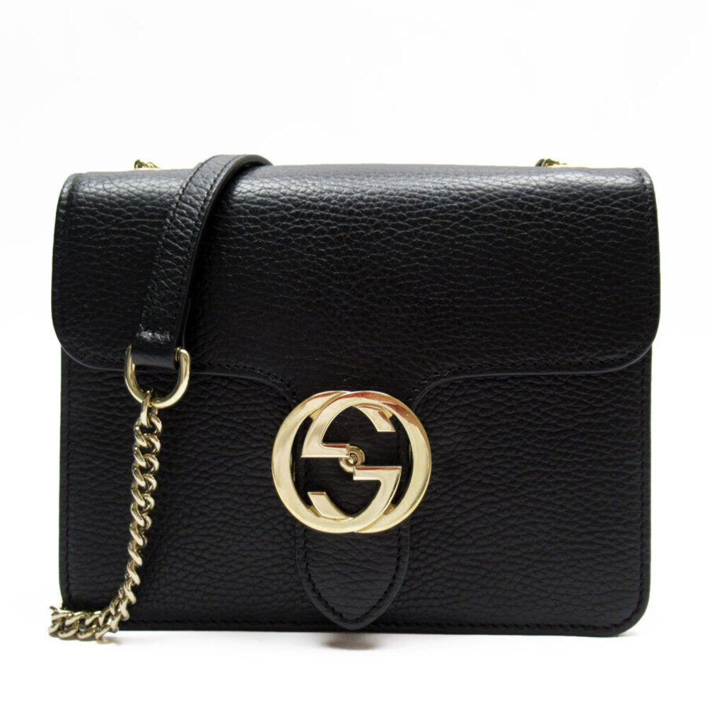 Gucci Interlocking GG Leather Crossbody Bag Gold Black